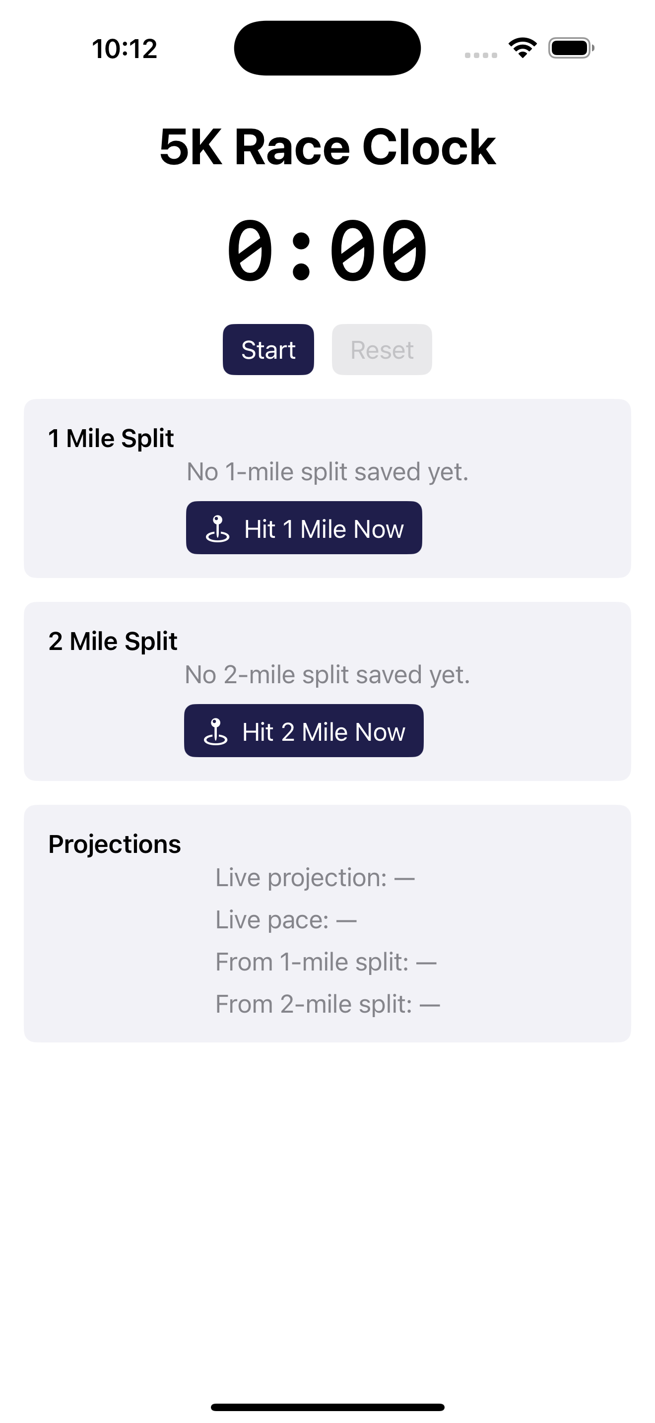 5KClock — live race clock home screen